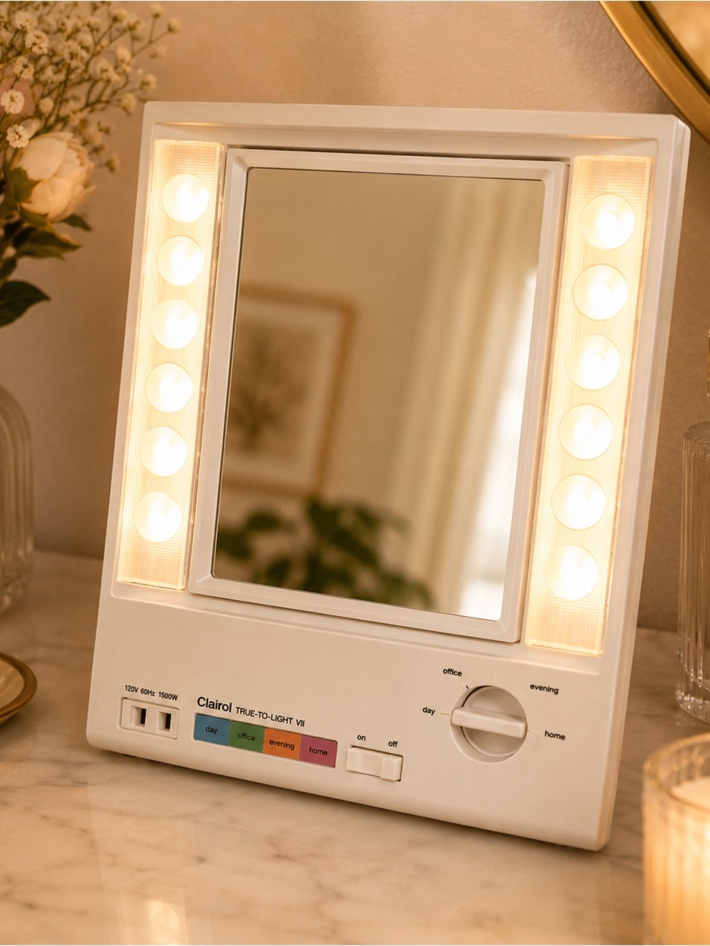 Vintage Clairol True To-Light VII Lighted Makeup Mirror LM-7 Original Box Tested